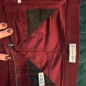 LOFT Deep Red Corduroy Trousers
